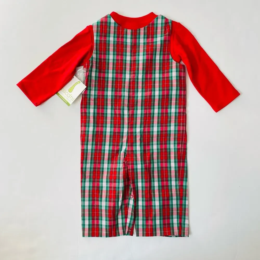 NWT 3M Zuccini Kids Red Plaid Longall Set